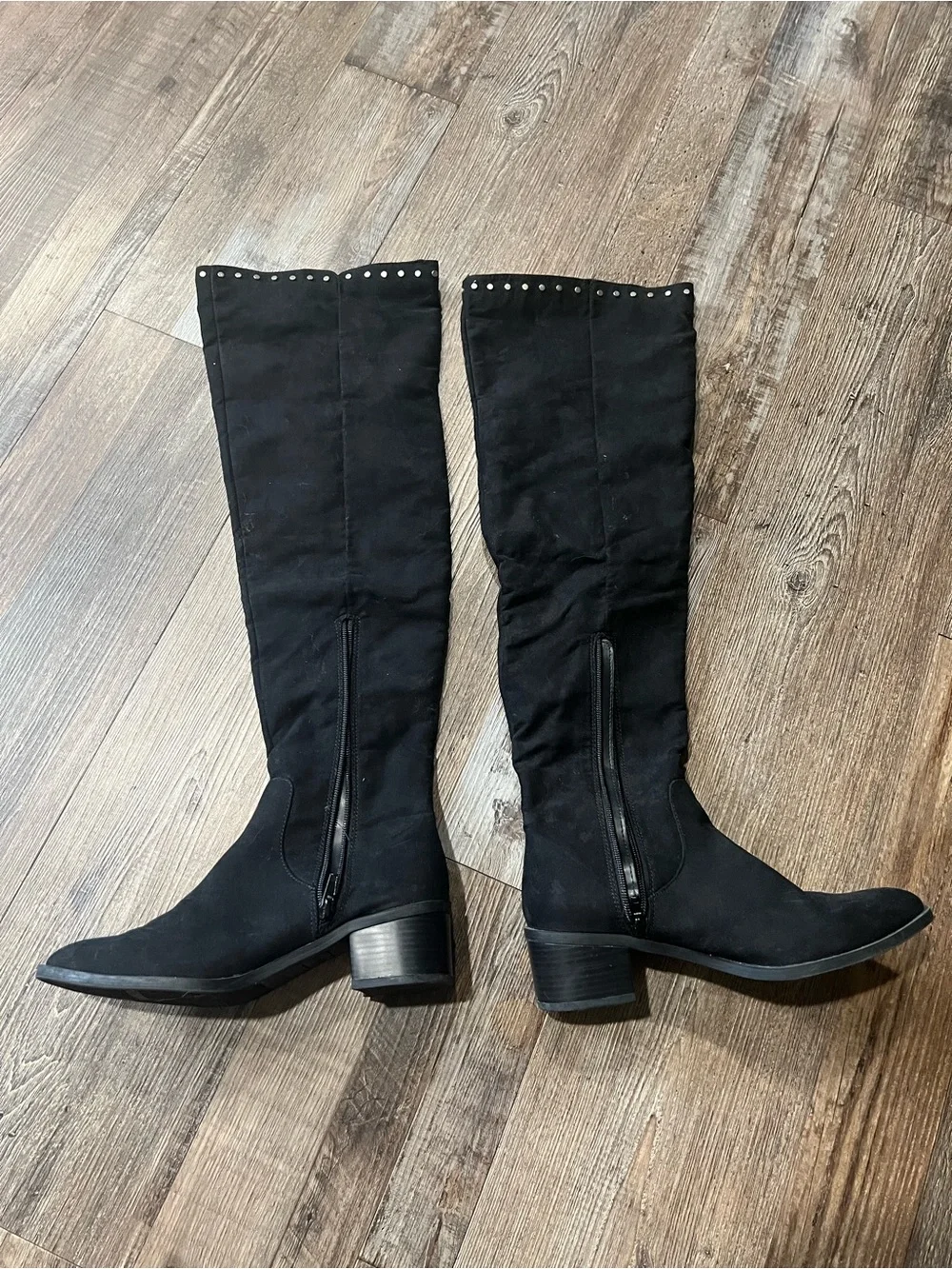 Fergalicious Black Over-the-Knee Studded Boots